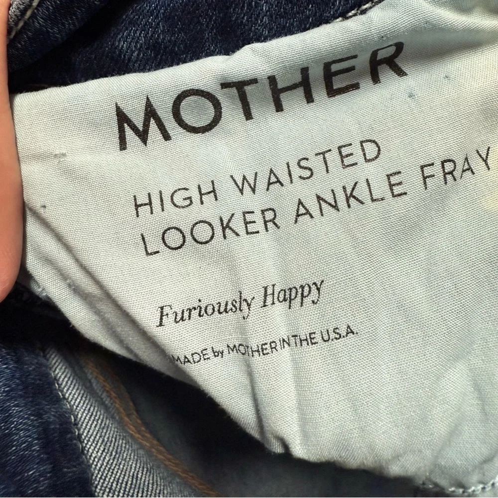 MOTHER High Waisted Looker Ankle Fray Jeans in Furiously Happy Size 27